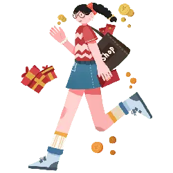 Shopping Girl - coins - No Background PNG