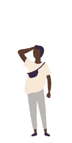 Cartoon Character in White T-shirt and Grey Pants - minimalist style - No Watermark PNG