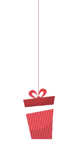 Gift Box - striped - red - Transparent Background PNG
