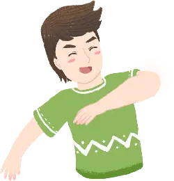 Cartoon Character in Green Shirt - wave - Transparent Background PNG