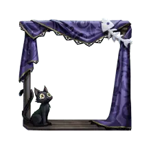 Black Cat and Purple Drapes - purple - Free PNG