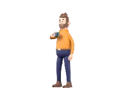 Cartoon Character with a Cup - leisure - High Resolution PNG