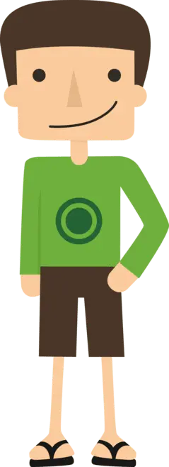 Cartoon Character in Green Top and Brown Shorts - green - PNG