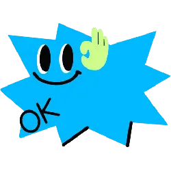 Blue Cartoon Character - ok hand gesture - Transparent Layer PNG