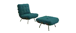 Blue Fabric Armchair and Ottoman - home - Free Download PNG