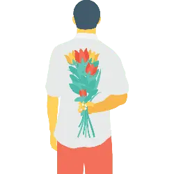Person with Flowers Behind Back - gift - Free Download PNG