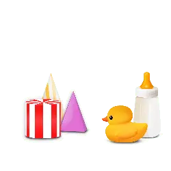 Party Hat、Gift Box、Rubber Duck、Baby Bottle - gift - Transparent Background PNG