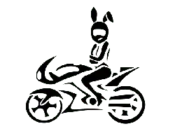 Rabbit and Motorcycle - line drawing - Transparent Layer PNG