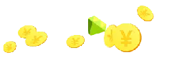 Green Gem and Coins - game item - Lossless PNG