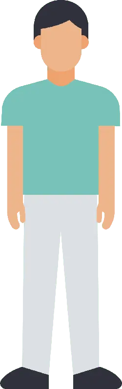 Cartoon Character in Green T-shirt and Gray Pants - minimalist style - Transparent Layer PNG