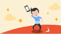 Cartoon Character Holding a Phone - celebration - High Resolution PNG