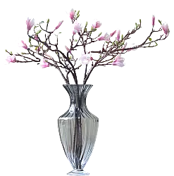 Glass Vase with Flowers - pink - Transparent Background PNG