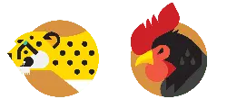 Cheetah and Rooster - geometric - Free PNG