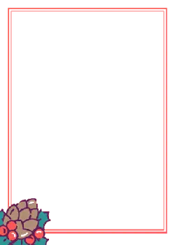 Pine Cone and Berry Decoration - red - PNG