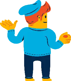 Cartoon Character with Hat - blue - smile - High Resolution PNG