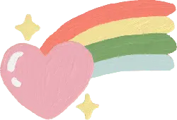 Pink Heart and Rainbow - heart - High Resolution PNG