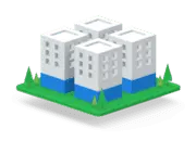 White Buildings - green plants - High Resolution PNG