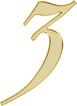 Gold Number 3 - font - PNG Images