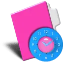 Pink Folder and Clock - office - High Resolution PNG