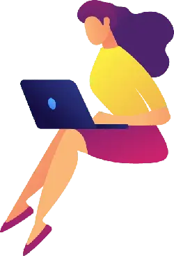 Purple Long-Haired Woman - work - Transparent Background PNG
