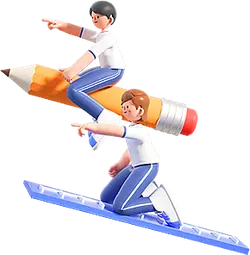 Boys on a Pencil - learning - Transparent Background PNG