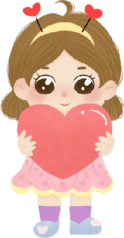 Little Girl with Heart - pink - Transparent Background PNG