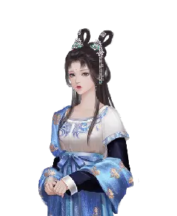 Ancient Chinese Woman - blue - hair accessory - PNG Images
