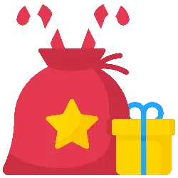 Christmas Gift Bag and Candy Canes - red - No Watermark PNG
