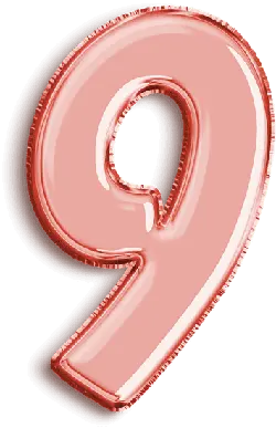 Balloon Number 9 - red - Lossless PNG