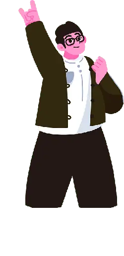 Cartoon Character with Glasses - hand gesture - Transparent Layer PNG