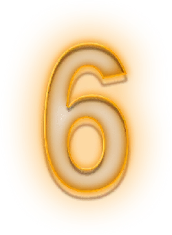 Number 6 - neon light - number - Transparent Layer PNG