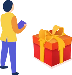 Man with Gift - yellow - Lossless PNG