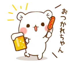 Bear with Beer and Hotdog - food - PNG
