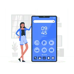 Girl in Blue Coat - phone - High Resolution PNG