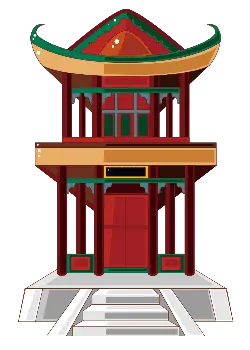Traditional Chinese Architecture - red - green - Free PNG