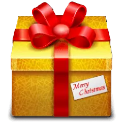 Christmas Gift Box - yellow wrapping paper - Free PNG