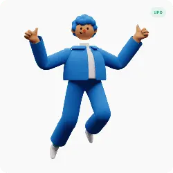 Blue Cartoon Character - jumping - thumbs up - Free PNG