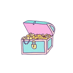 Treasure Chest - gold coins - blue - No Watermark PNG