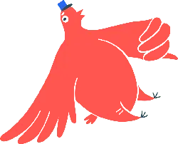Red Bird with Hat - red - PNG Images