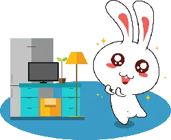 Cute White Rabbit - happy - High Resolution PNG
