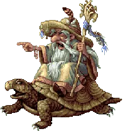 Old Man on a Turtle - pixel art - High Resolution PNG
