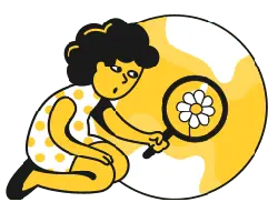 Girl Observing a Flower - magnifying glass - PNG Images