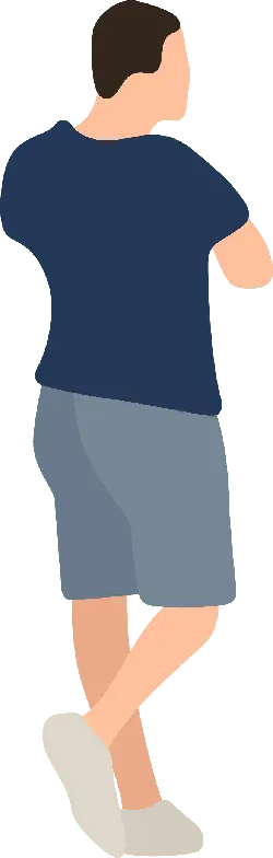 Man in Blue T-shirt and Gray Shorts - person - PNG