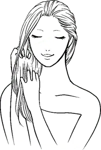 Long Haired Girl - line art - illustration - No Watermark PNG