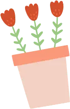 Three Flowers in a Pot - green - No Background PNG