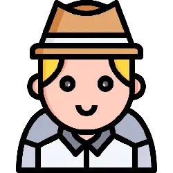Cartoon Character with Hat - simple lines - smile - No Watermark PNG