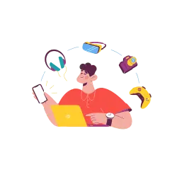 Man with headphones and phone - headphones - Transparent Background PNG
