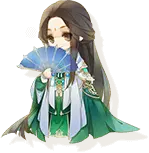 Green Dress Fan Girl - long hair - No Background PNG