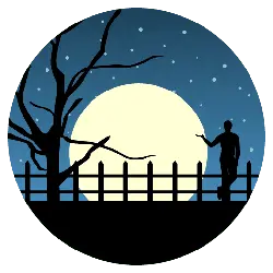 Night Tree Silhouette with Figure - silhouette - High Resolution PNG
