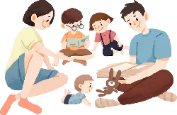 Family Reading Time - interaction - Free PNG